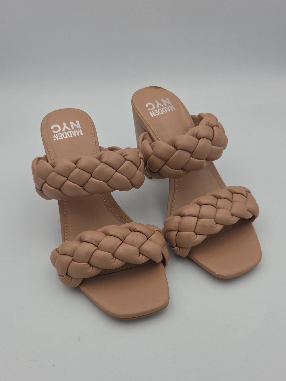 Braided Double-Strap Heeled Sandal - Madden NYC - Nude Size 9